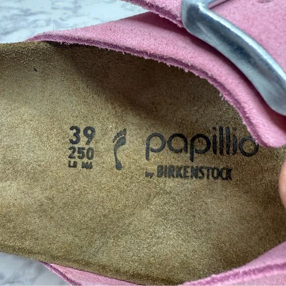 Papillio by Birkenstock Arizona Chunky Suede Leather Candy Pink Sandals WMS Sz 8 - Picture 12 of 14